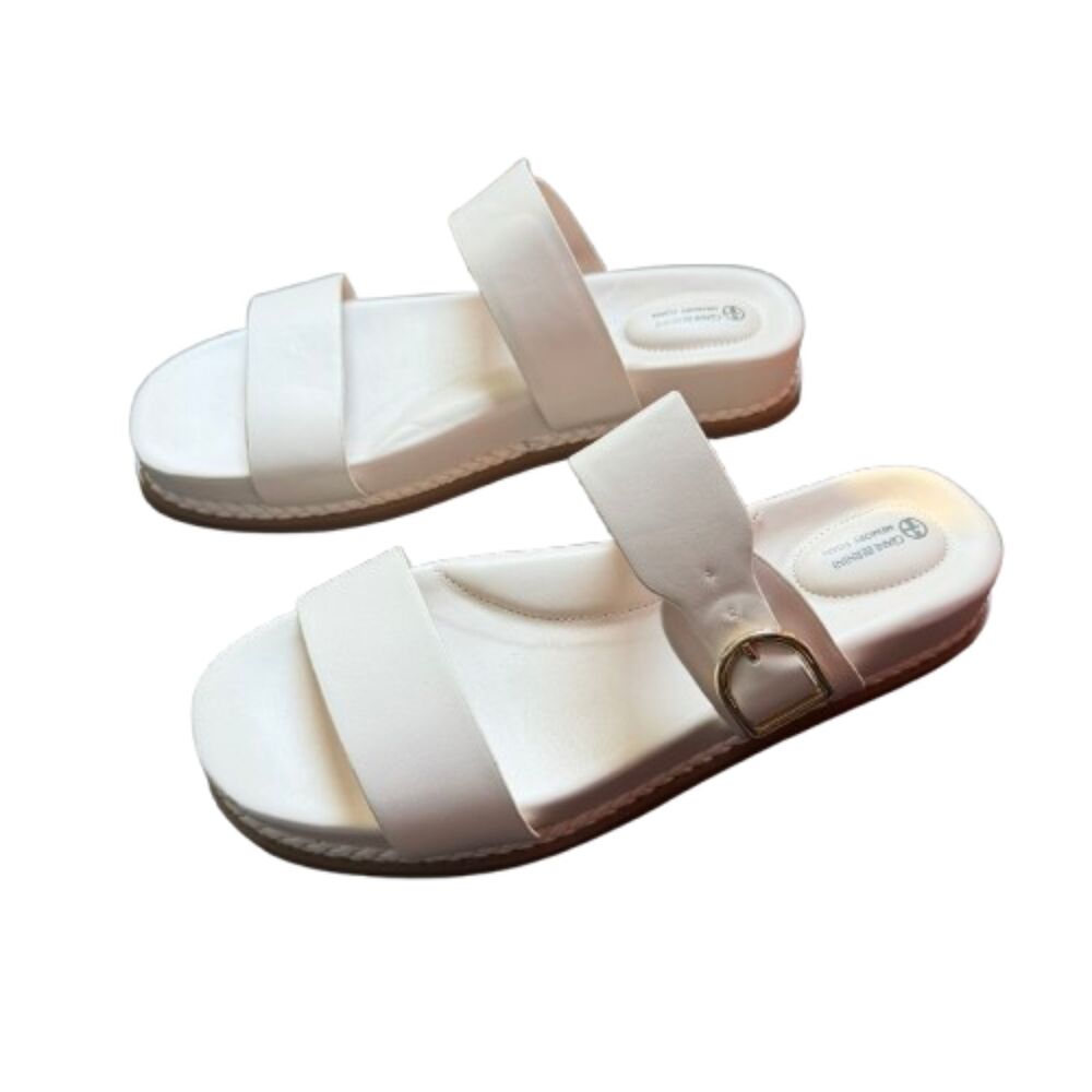 Giani Bernini Gianaa NWT Memory Foam Double Band Slip White Sandals Size 9M - Picture 4 of 5